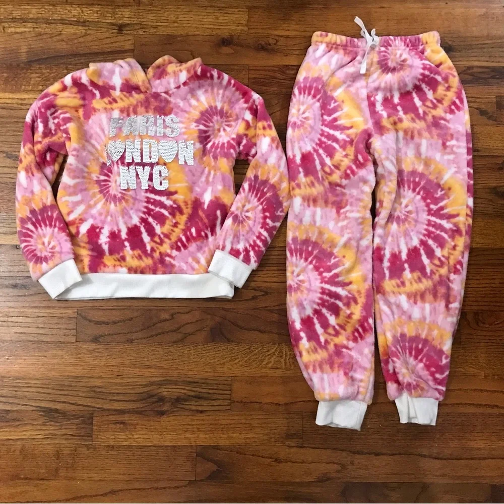 Hoodie Jogging Suit Outfit NWOT Loungewear Athletic Activewear Pajamas Tie Dye